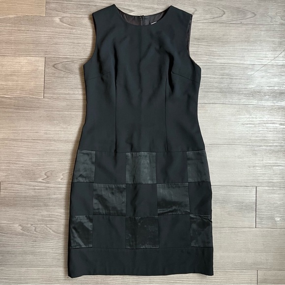 Vintage 90s Ann Taylor Little Black Dress Sleeveless Checkered Pattern Size 8 - Picture 1 of 5